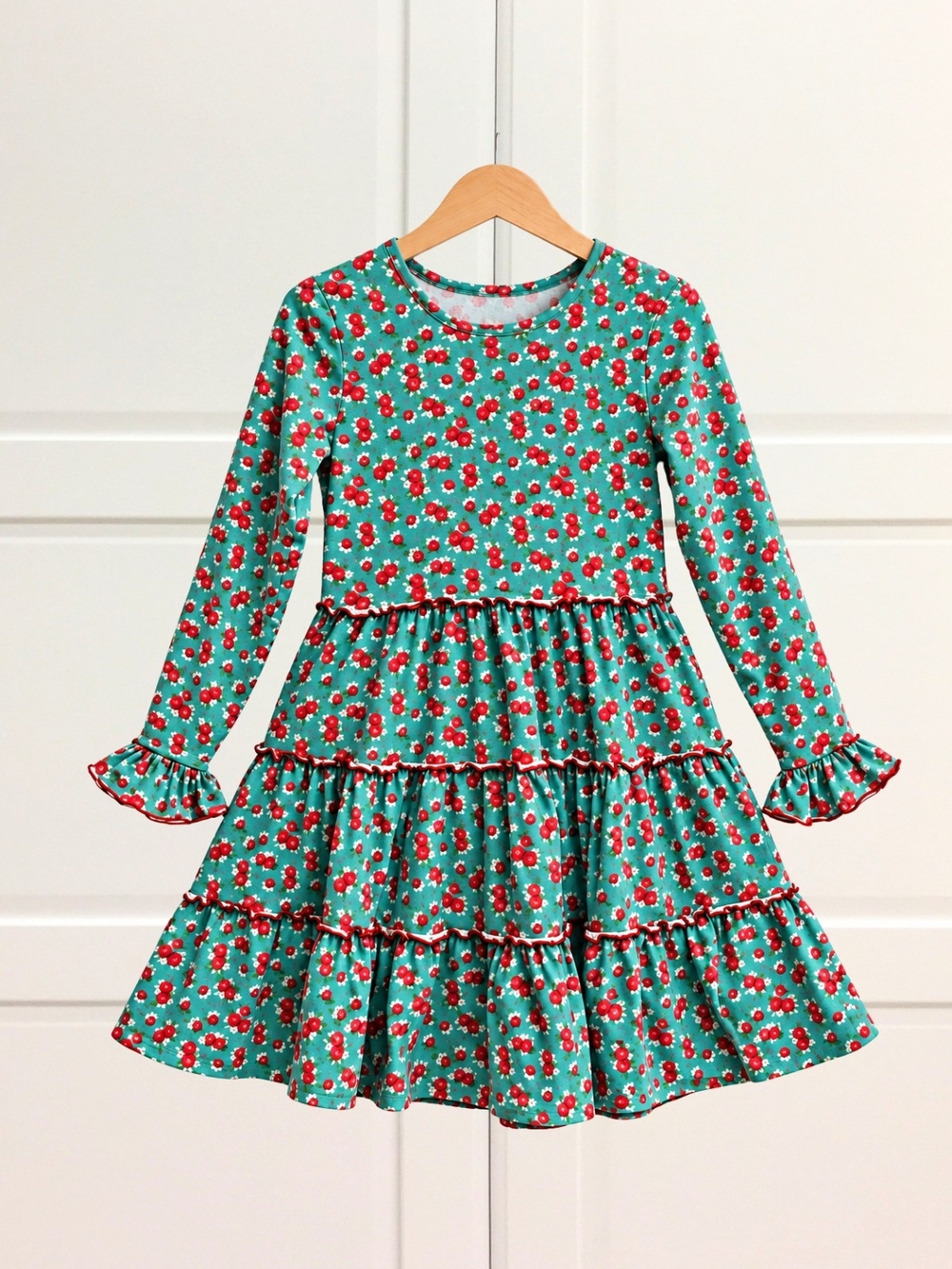 Serendipity Girls Floral Ruffle Twirl Dress Fall Winter Boutique Cottagecore